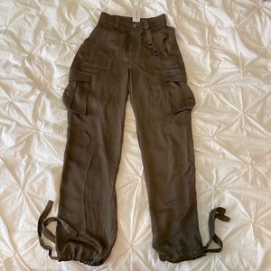 NWT silky army green cargo pants